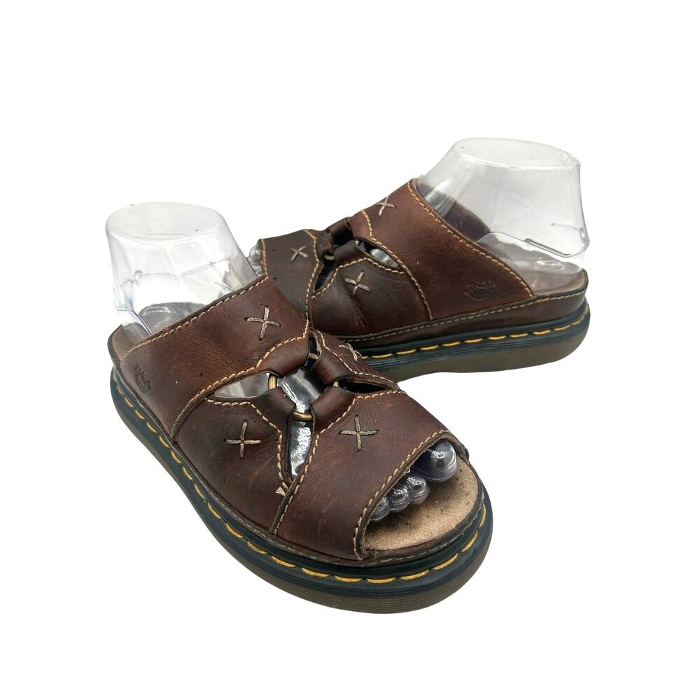 RARE VTG Dr. Martens brown sandal Slides Leather Platform 7 England Y2K